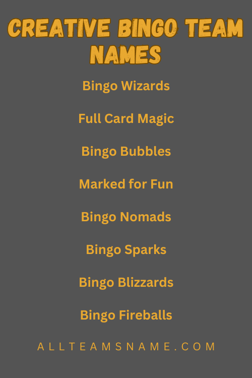 Creative Bingo Team Names