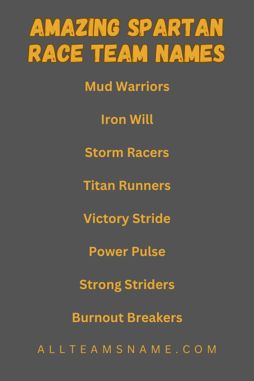 Amazing Spartan Race Team Names
