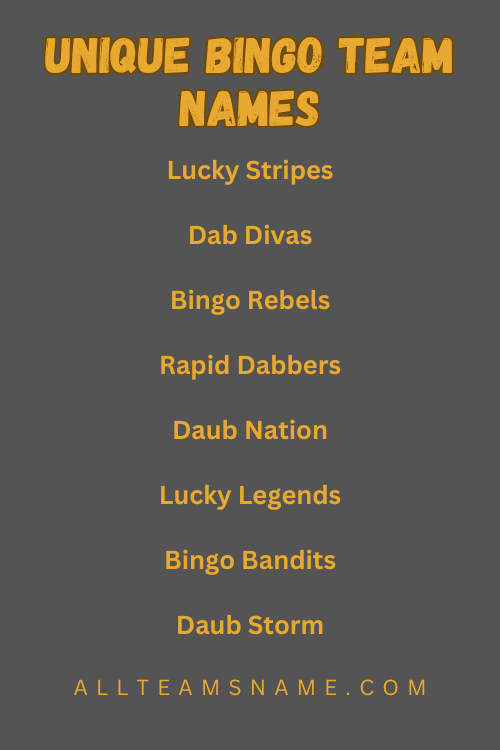 Unique Bingo Team Names