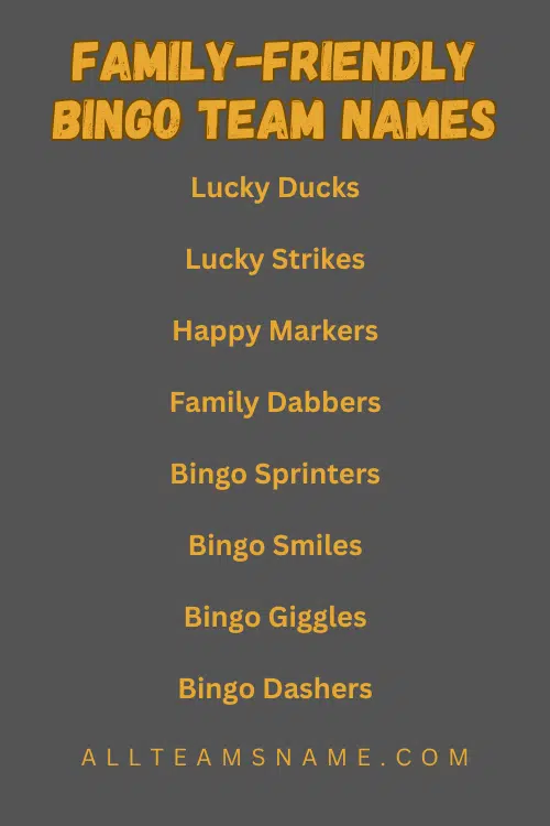 Family-Friendly Bingo Team Names