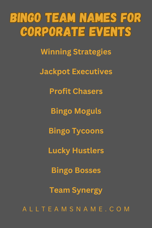 Bingo Team Names for Corporate Events