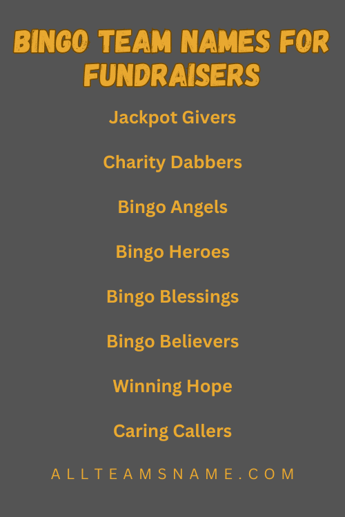 Bingo Team Names for Fundraisers