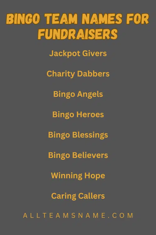 Bingo Team Names for Fundraisers