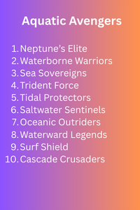 Aquatic Avengers team names